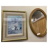 Framed Print with Oval Mirror