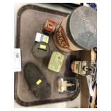 Vintage Oil Can, Axe Head, Tins