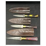 (3) Damascus Blade Crafted Knives