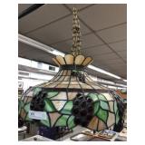 Slag Glass and Composition Hanging Light