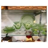 Uranium Glass Stemware, Plates & Serving Platter