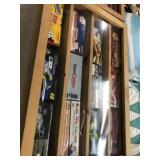 Crafted Wooden Showcase with Nascar Collectibles