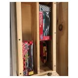 Crafted Wooden Showcase with Nascar Collectibles