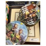 Hummel Collector Plates, Framed Embroidery