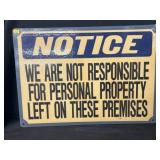 Vintage Steel NOTICE Sign