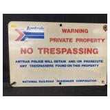 Amtrak NO TRESPASSING Sign