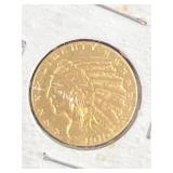 1910 $2.50 Indian Head Gold Piece