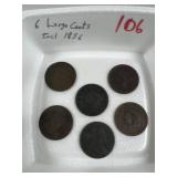 (6) Large Cents Incl. 1856