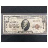 1929 $10 2nd National Bank Washington Note