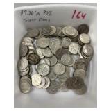 $9.30 In 90% Silver Dimes