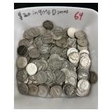$20 In 90% Dimes