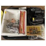 Mechanical Bank, Binoculars, Vintage Postcards