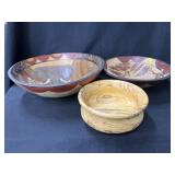 (3) Tribal Carved Wood Bowls