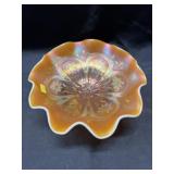 Dugan Flowers and Ferns Carnival Glass Bowl