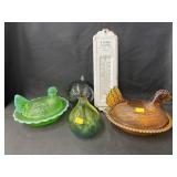 Hen On Nest, Glass Ornament, Vase