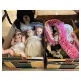 (2) Boxes of Vintage Dolls and Plush Toys