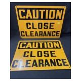 (2) Vintage Steel CAUTION Signs