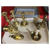 Brass Candlesticks with Wall Sconces