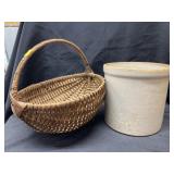 Straight Sided Storage Crock and Split Ash Basket
