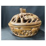 African Carved Wood Canister