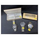 (3) Invicta Wrist Watches with Cross Pens