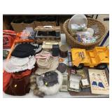 Vintage Hats, Dolls and Toys with Sewing Basket