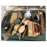 Vintage Sewing Supplies with Enamelware Funnel