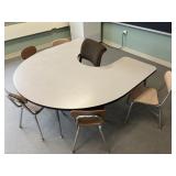 Half Circular Work Table w/ 5 Student Chairs &