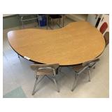 6ft Half Circular Work Table w/ 4 Chairs