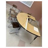 6ft Half Circular Work Table w/ 6 Chairs