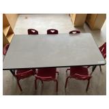 5ft Adj. Height Preschool Table w/ 8 Red Chairs