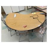 6ft Half Circular Table w/ 5 Chairs