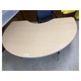 6ft Half Circular Work Table w/ Office Chair