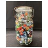 Canning Jar with Agate Swirl Marbles