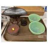Jadeite Bowls and Countertop Scale