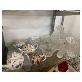 Miniature Porcelain Teapots with Cut Glass