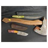 Damascus Crafted Axe with Knives