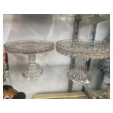 (2) Pattern Glass Compotes