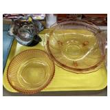 Carnival Glass Candy Bowl with Depression Glass