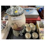 Pottery Sponge Decorated Beverage Dispenser