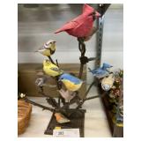 Composition Metal Base Bird Tree