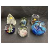 (6) Art Glass Paperweights