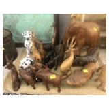 Wood Carved and Composition Animal Figurines