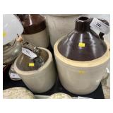 (2) Stoneware Storage Jugs