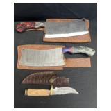 Hand Forged Meat Cleavers with Knife