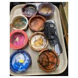 Acrylic and Turned Wood Ashtrays w/ Crafted Combs