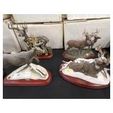 (6) Danbury Mint Whitetail Figurines w/ Wood Stand