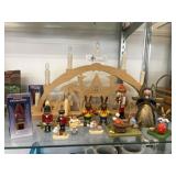 German Wood Figurines, Candleholders and Light