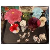 Art Glass with Porcelain Figurines