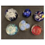 (6) Art Glass Paperweights